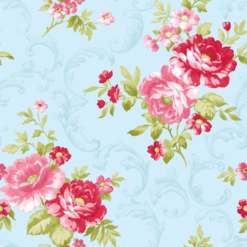 Detail Shabby Chic Flower Wallpaper Nomer 15