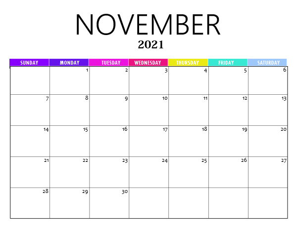 November 2021 Kalender - KibrisPDR