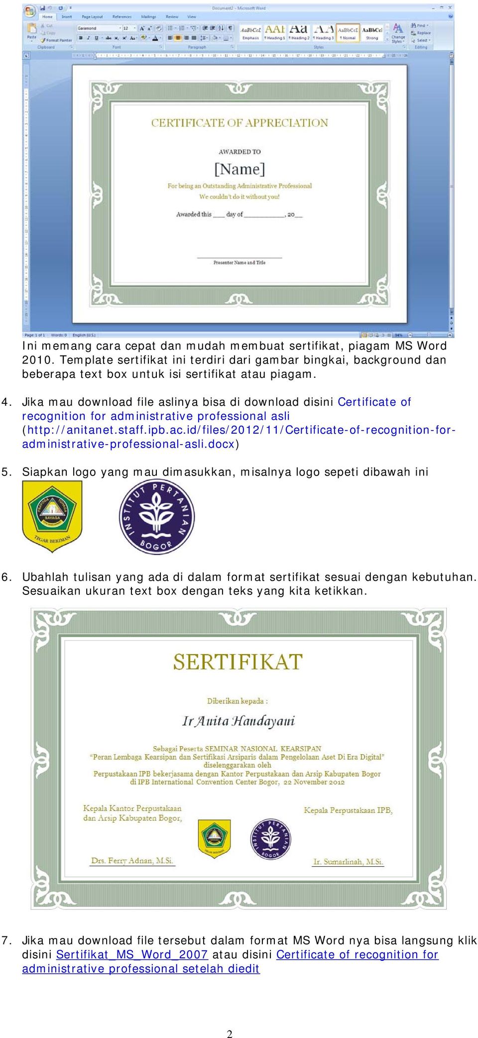 Detail Download Bingkai Sertifikat Ms Word 2007 Nomer 16