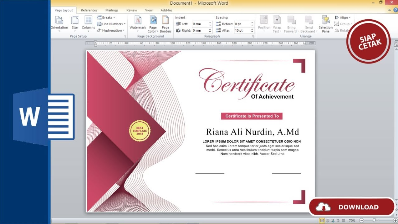 Detail Download Bingkai Sertifikat Ms Word 2007 Nomer 23