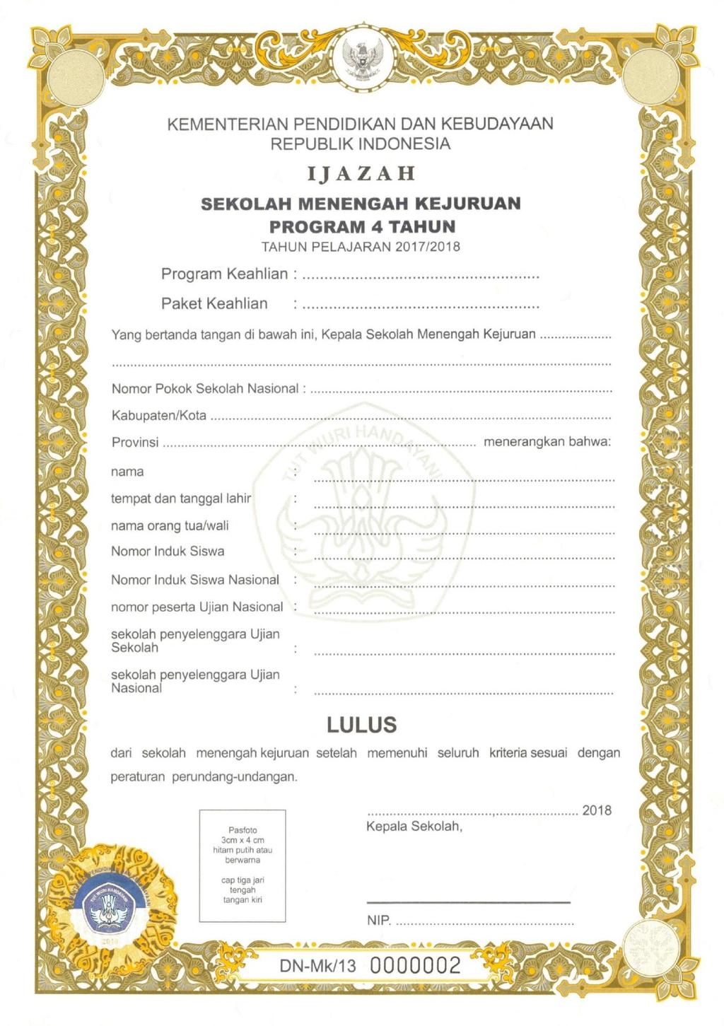 Detail Download Blangko Ijazah Kosong Word Nomer 13