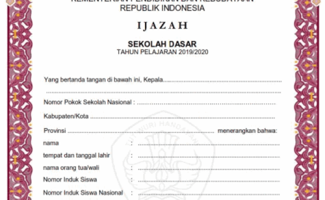 Detail Download Blangko Ijazah Kosong Word Nomer 42