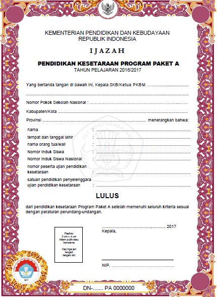 Detail Download Blangko Ijazah Paket C Kosong Nomer 30