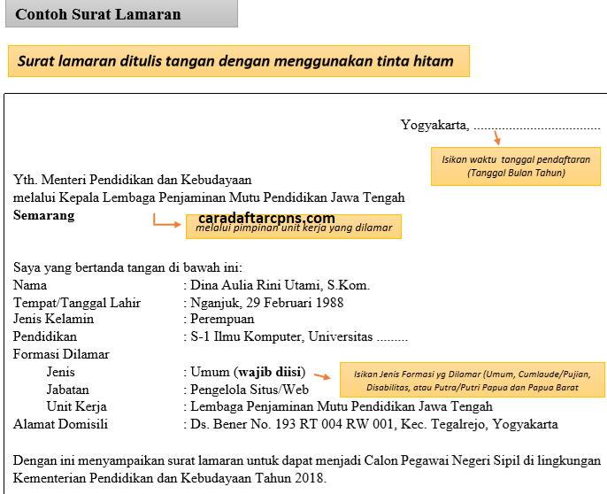 Detail Download Contoh Surat Lamaran Cpns 2018 Nomer 13