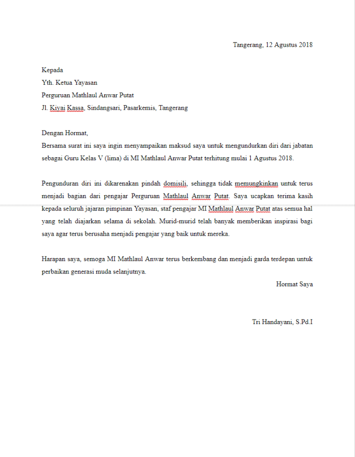 Detail Download Contoh Surat Pengunduran Diri Nomer 2
