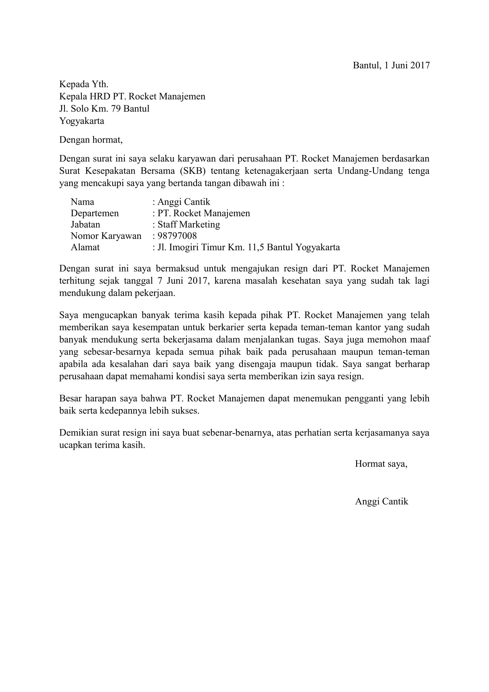 Detail Download Contoh Surat Pengunduran Diri Nomer 25