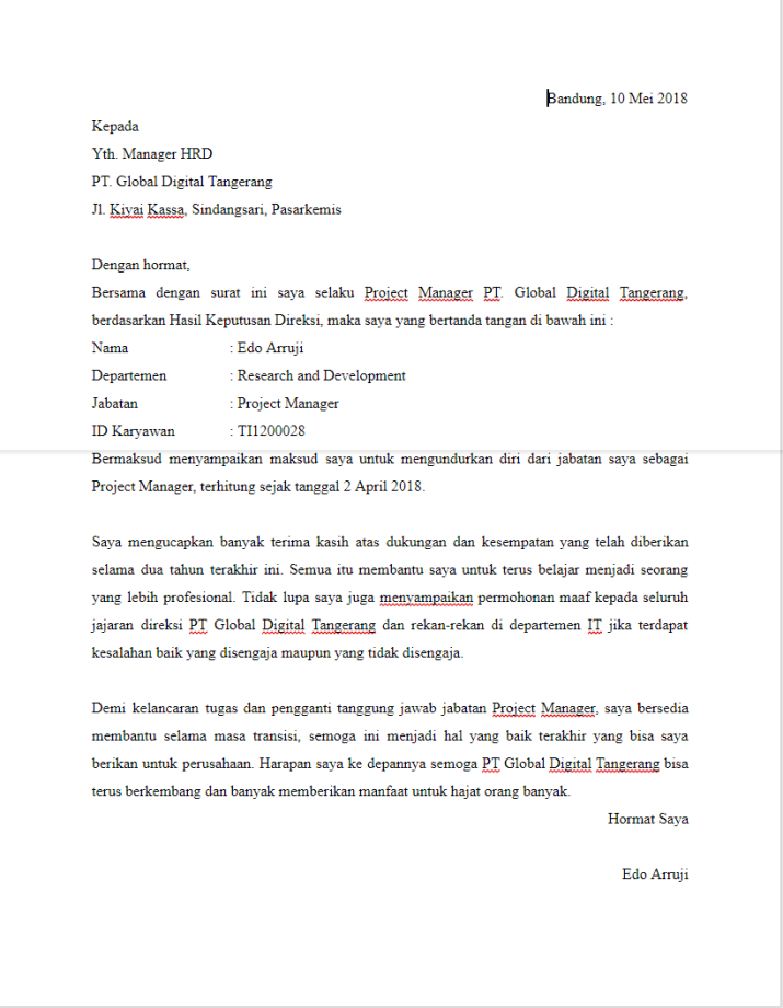 Detail Download Contoh Surat Pengunduran Diri Nomer 34