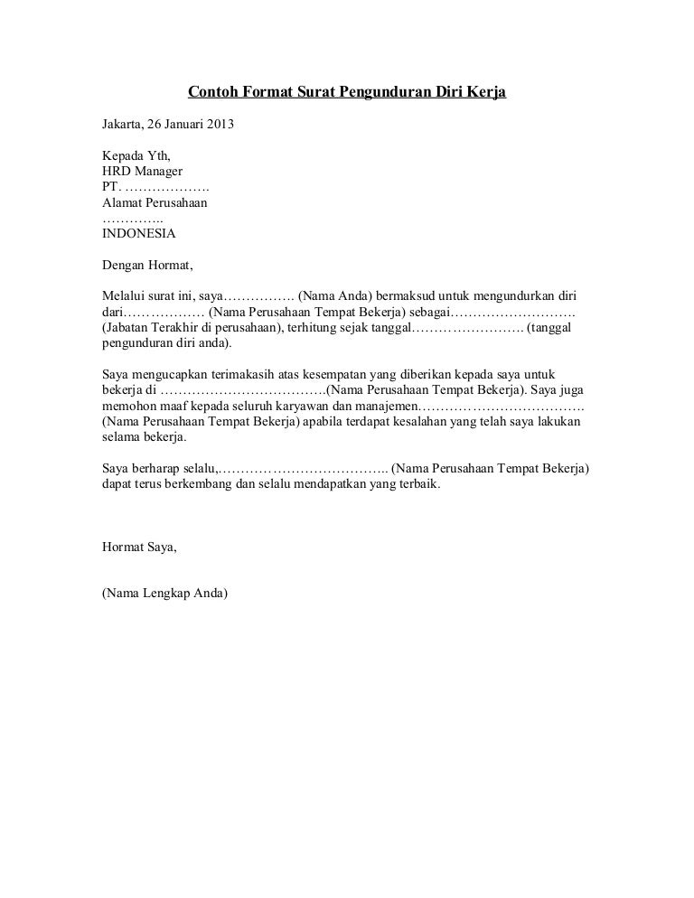 Detail Download Contoh Surat Pengunduran Diri Nomer 48