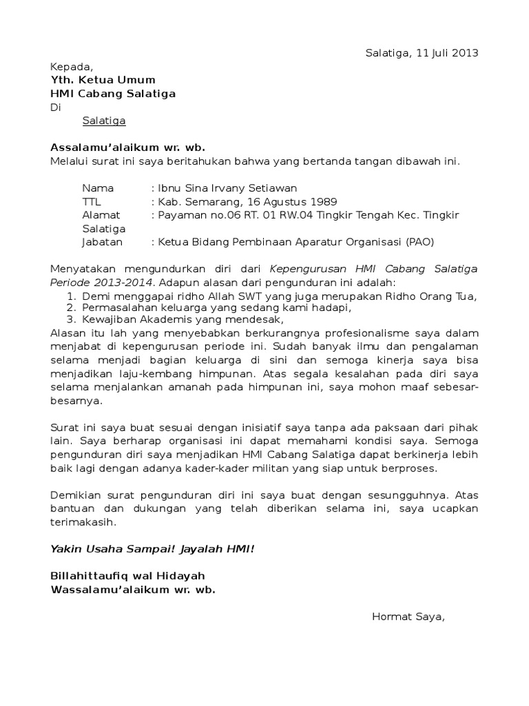 Detail Download Contoh Surat Pengunduran Diri Nomer 57