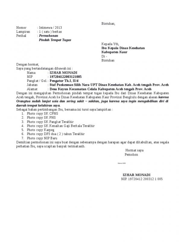 Detail Download Contoh Surat Permohonan Pindah Tugas Nomer 4