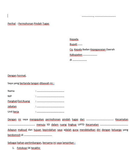 Detail Download Contoh Surat Permohonan Pindah Tugas Nomer 47