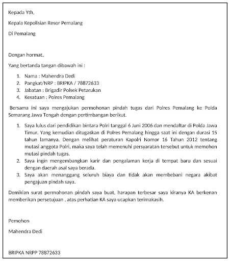Detail Download Contoh Surat Permohonan Pindah Tugas Nomer 49