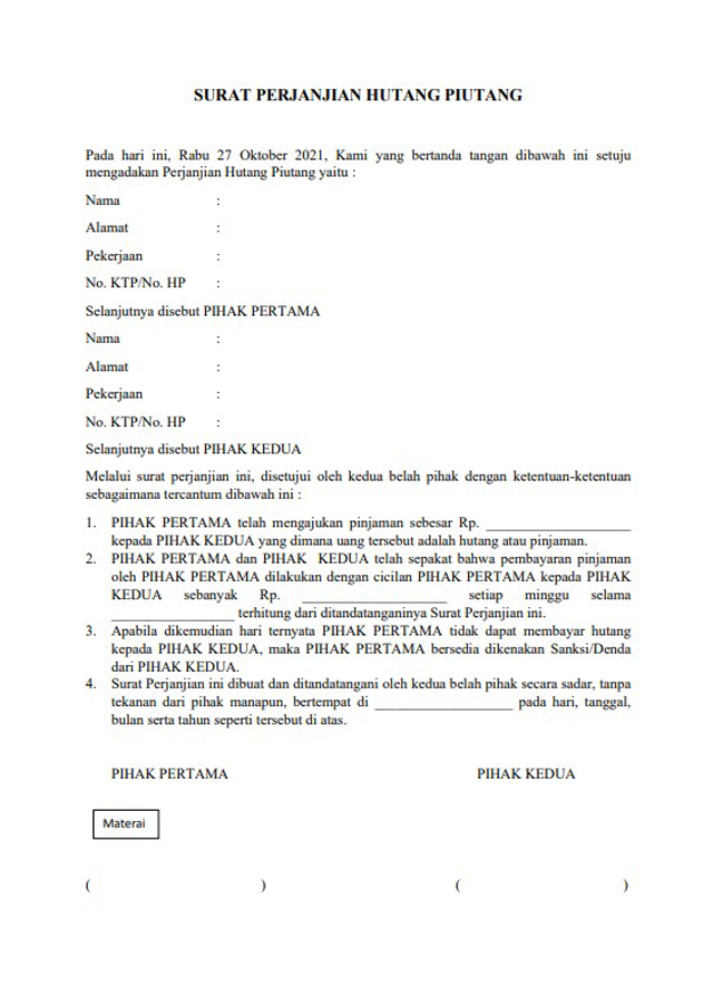 Detail Download Contoh Surat Pernyataan Hutang Nomer 25
