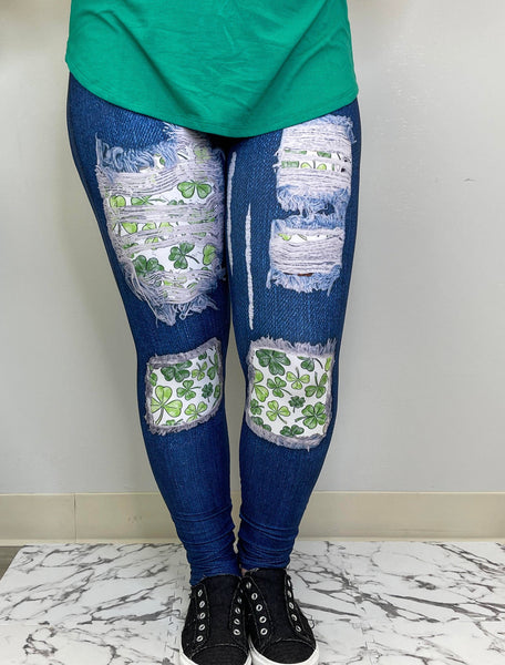 Detail Shamrock Print Leggings Nomer 42