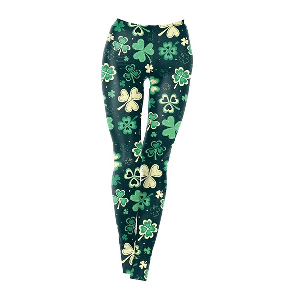 Detail Shamrock Print Leggings Nomer 7