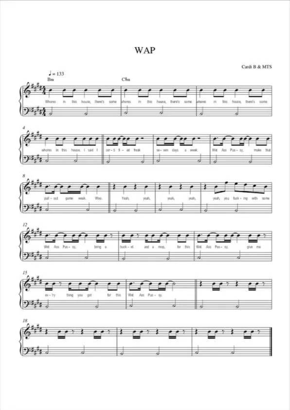 Detail Wap Sheet Music Piano Nomer 15