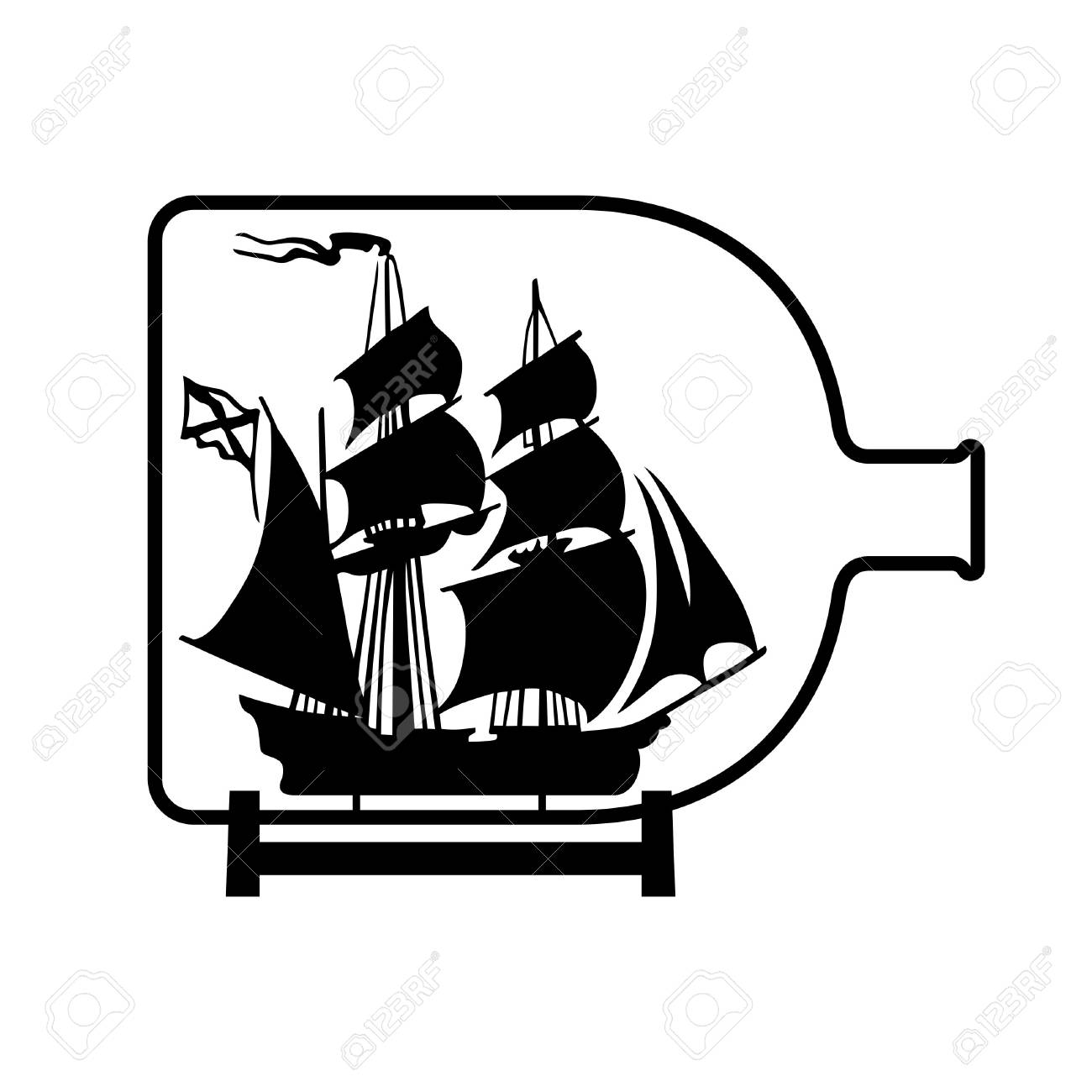 Detail Ship In A Bottle Clipart Nomer 10