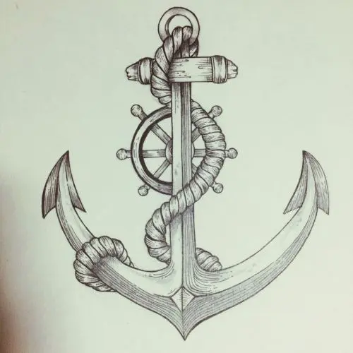 Detail Ship Wheel And Anchor Tattoo Meaning Nomer 27