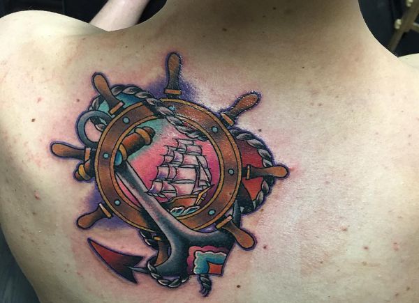 Detail Ship Wheel And Anchor Tattoo Meaning Nomer 31