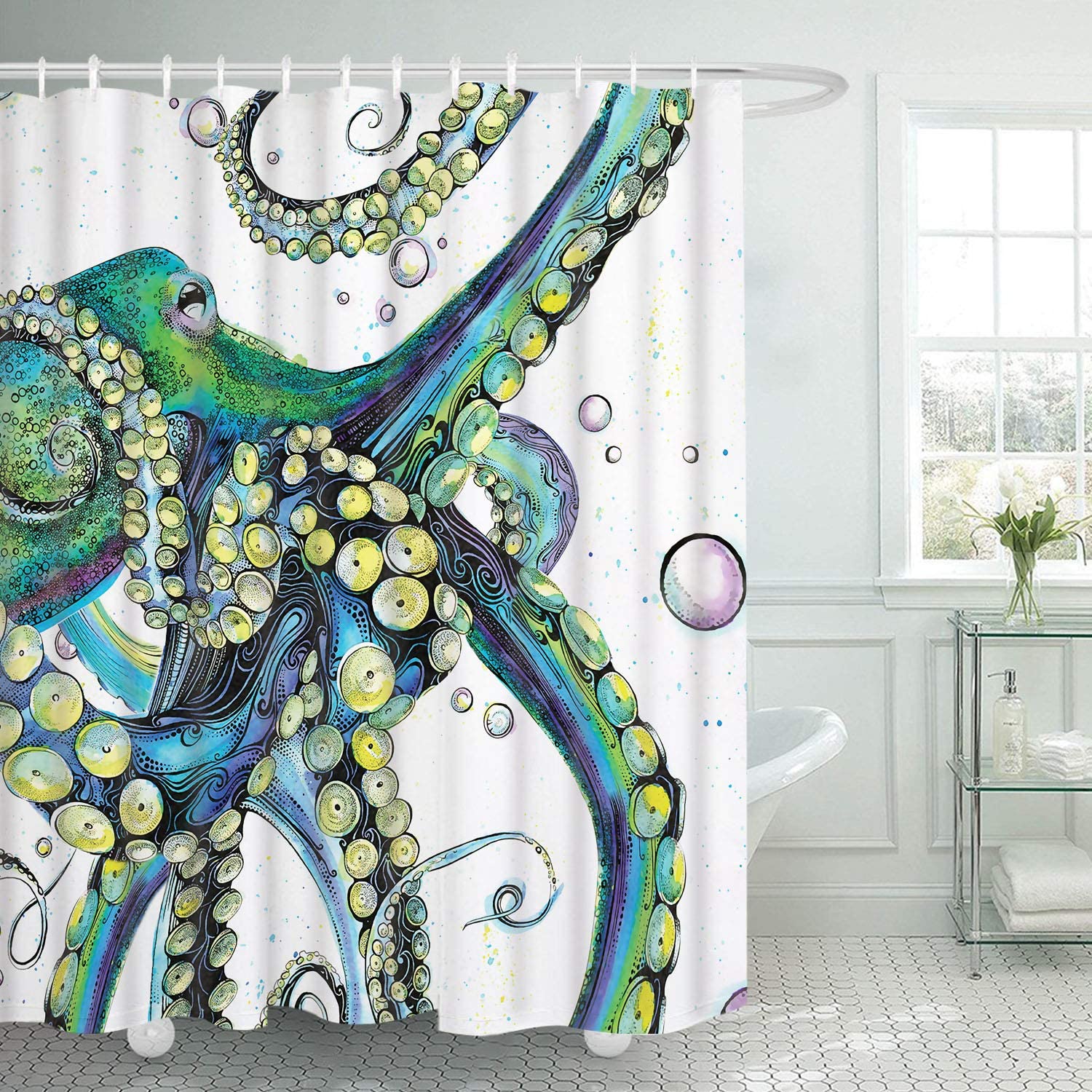 Detail Shower Curtains Octopus Nomer 3