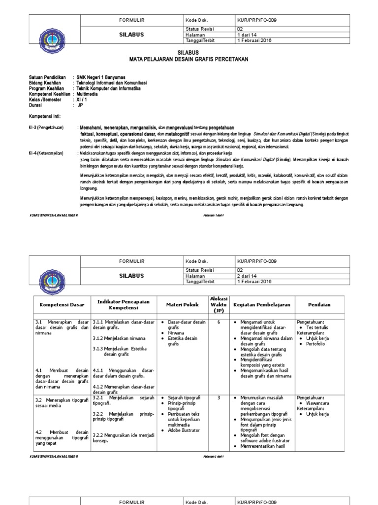 Detail Silabus Desain Grafis Percetakan Nomer 3