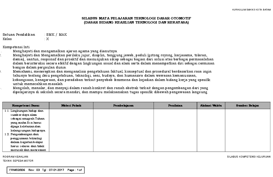 Detail Silabus Gambar Teknik Otomotif Kurikulum 2013 Nomer 8