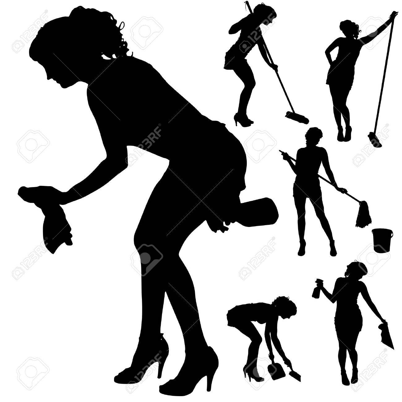 Detail Silhouette Cleaning Lady Clipart Nomer 15