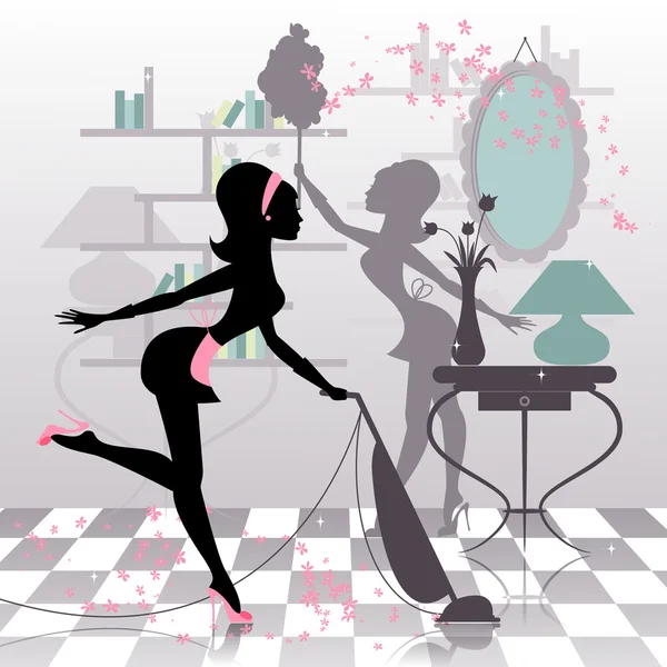 Detail Silhouette Cleaning Lady Clipart Nomer 23