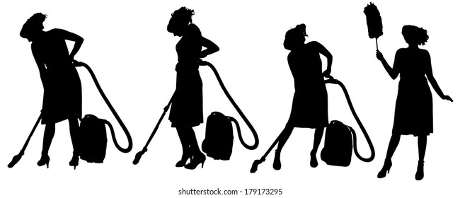 Detail Silhouette Cleaning Lady Clipart Nomer 34