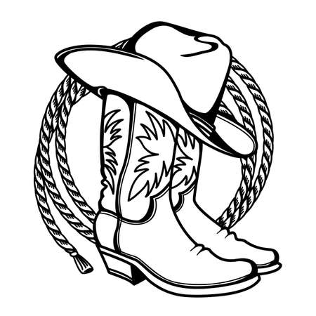 Detail Silhouette Cowboy Boots And Hat Clipart Nomer 7