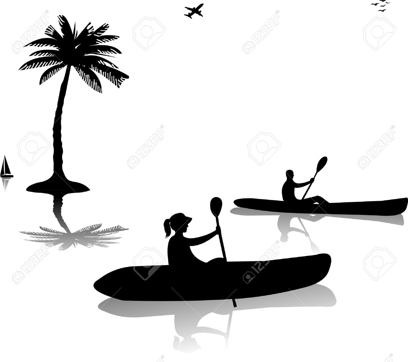 Detail Silhouette Kayak Clipart Nomer 25