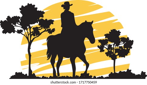 Detail Silhouette Of A Cowboy Nomer 52