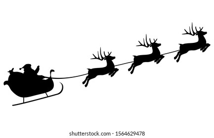 Silhouette Of Santa Sleigh And Reindeer - KibrisPDR