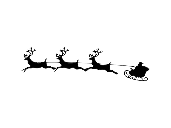 Detail Silhouette Of Santa Sleigh And Reindeer Nomer 17