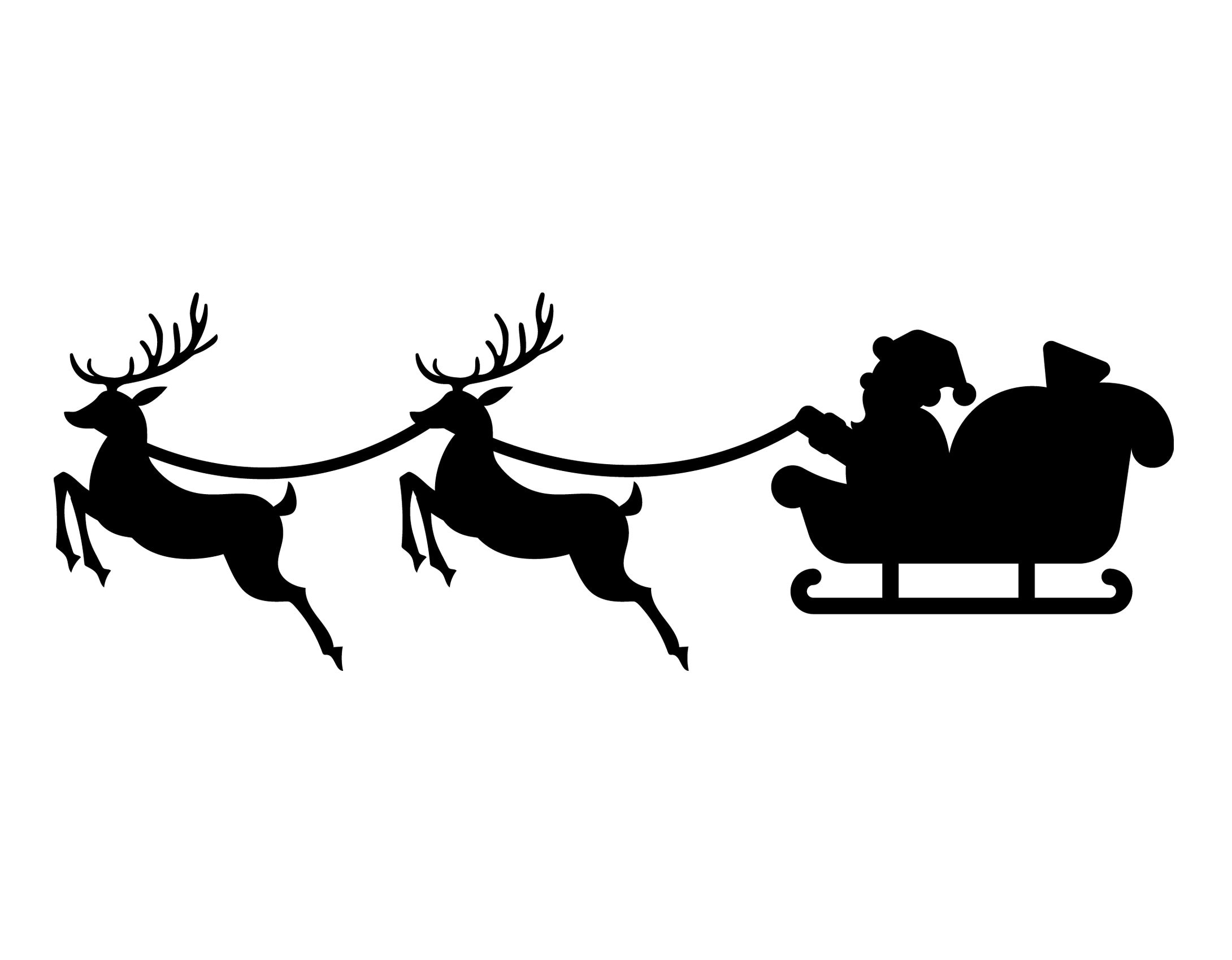 Detail Silhouette Of Santa Sleigh And Reindeer Nomer 20