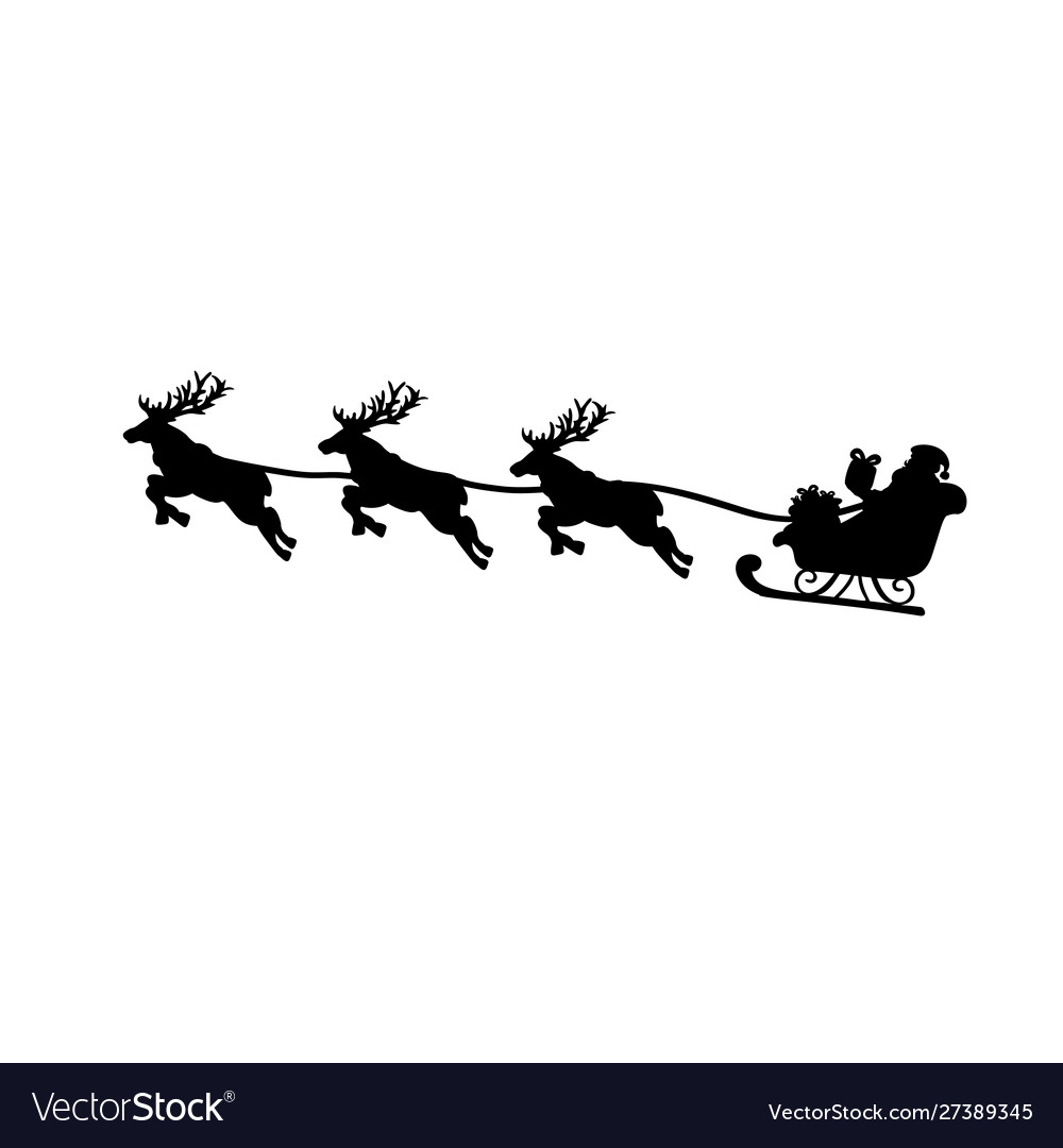 Detail Silhouette Of Santa Sleigh And Reindeer Nomer 23