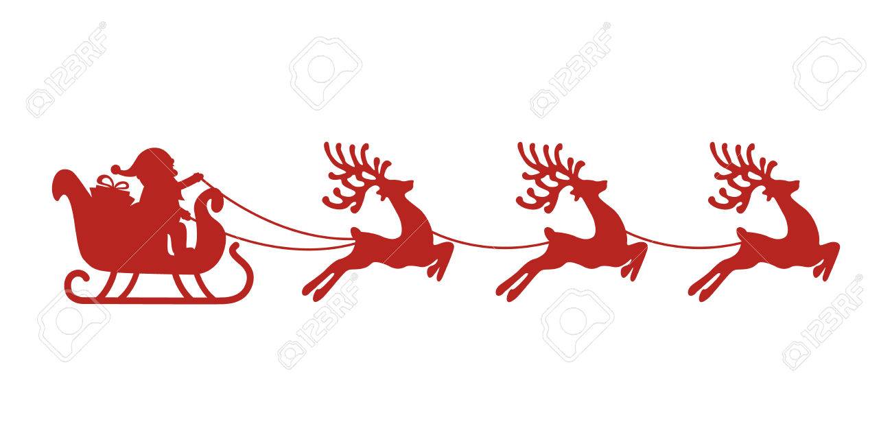 Detail Silhouette Of Santa Sleigh And Reindeer Nomer 33