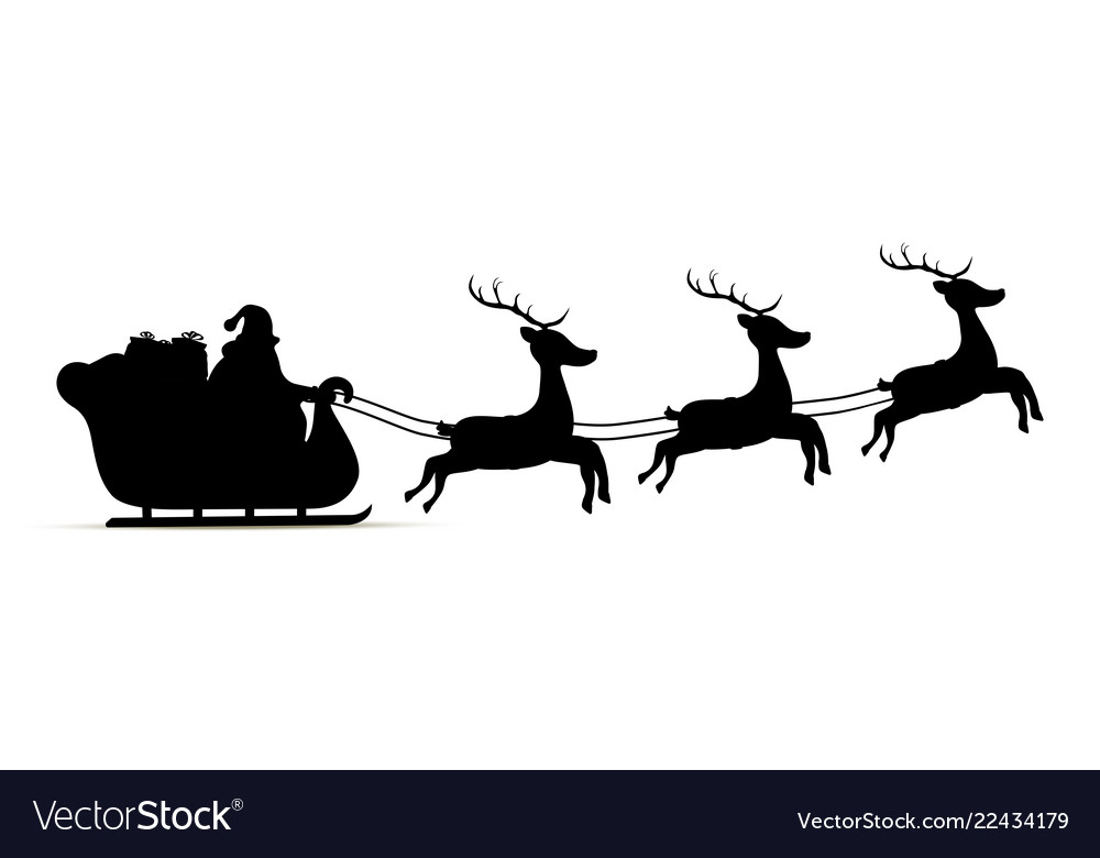 Detail Silhouette Of Santa Sleigh And Reindeer Nomer 5