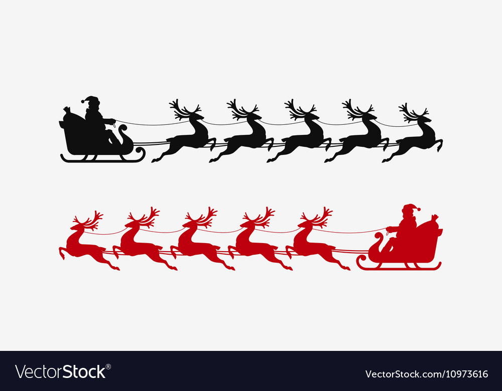 Detail Silhouette Of Santa Sleigh And Reindeer Nomer 37