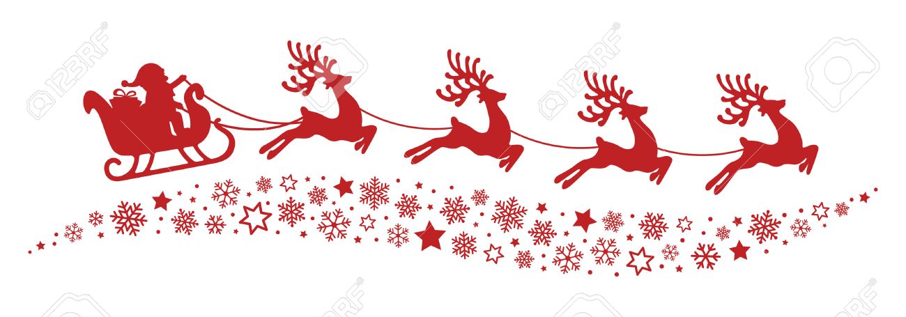 Detail Silhouette Of Santa Sleigh And Reindeer Nomer 44