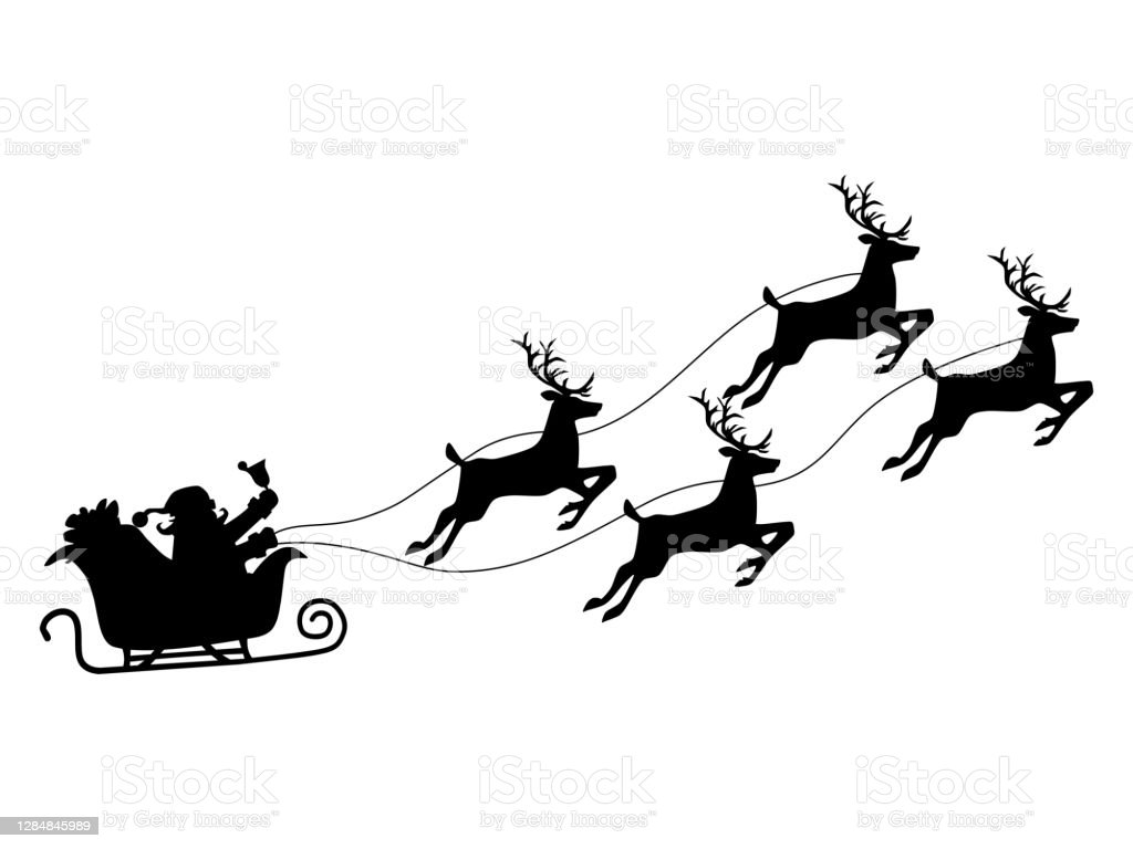 Detail Silhouette Of Santa Sleigh And Reindeer Nomer 45