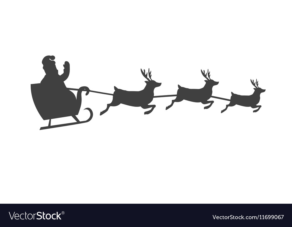 Detail Silhouette Of Santa Sleigh And Reindeer Nomer 6