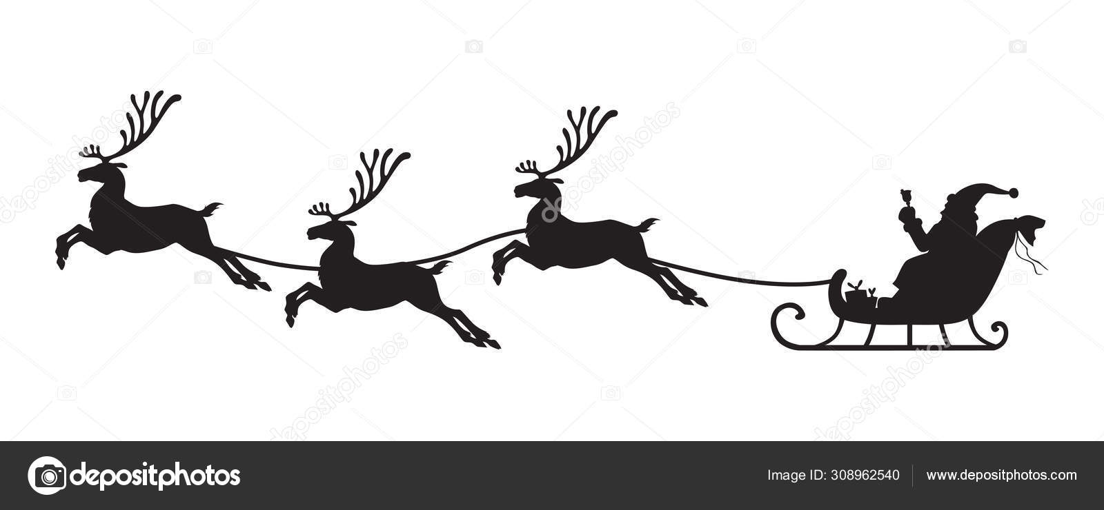 Detail Silhouette Of Santa Sleigh And Reindeer Nomer 49