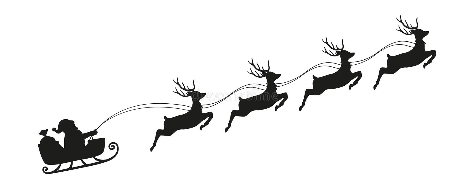 Detail Silhouette Of Santa Sleigh And Reindeer Nomer 9