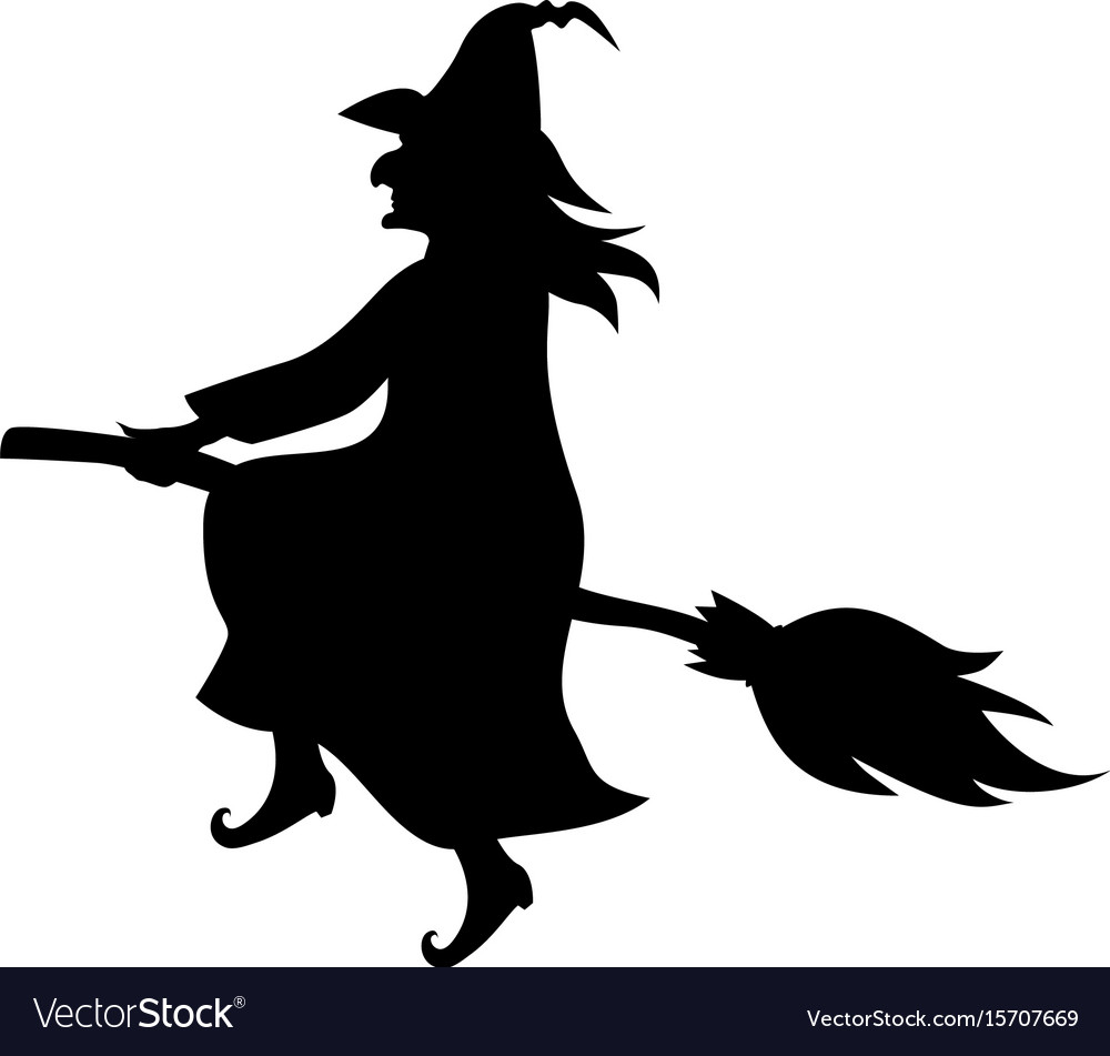 Silhouette Of Witch Flying On Broom - KibrisPDR