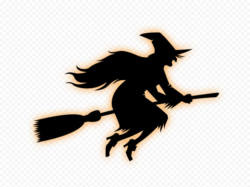 Detail Silhouette Of Witch Flying On Broom Nomer 11