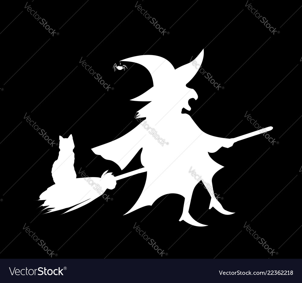 Detail Silhouette Of Witch Flying On Broom Nomer 17