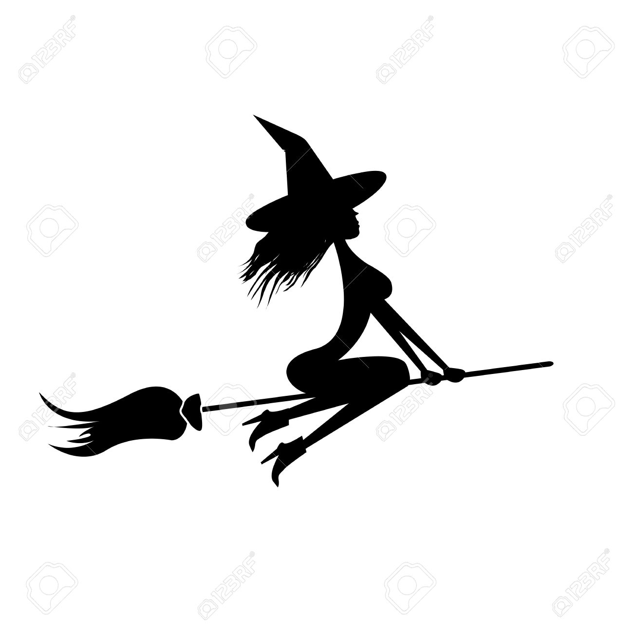 Detail Silhouette Of Witch Flying On Broom Nomer 19