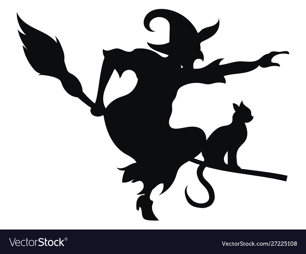 Detail Silhouette Of Witch Flying On Broom Nomer 23