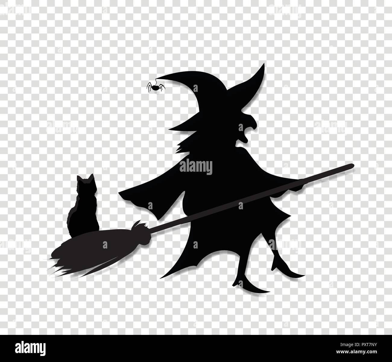 Detail Silhouette Of Witch Flying On Broom Nomer 29